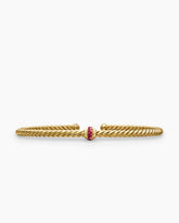 Classic Cablespira® Station Bracelet in 18K Yellow Gold with Pavé Rubies, 3mm